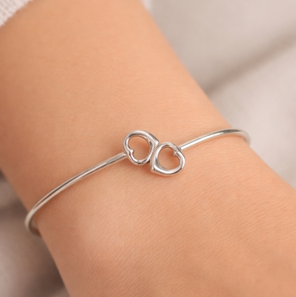 Tiffany & Co. Elsa Peretti Double Open Heart Bangle Bracelet